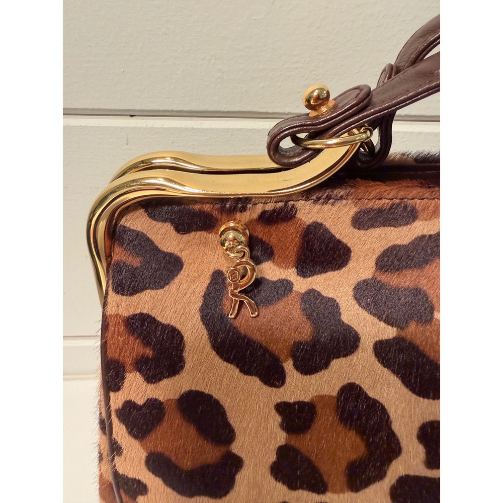 Roberta di Camerino Leopard Pony Hair Satchel Bag Made in Italy Vintage Gold - Picture 11 of 14